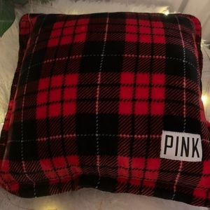 VS Pink Plaid Decorative Pillow